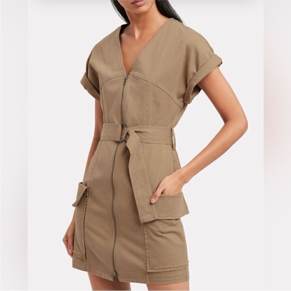 A.L.C. Tan Zip-Front Belted Jacket Dress, US8